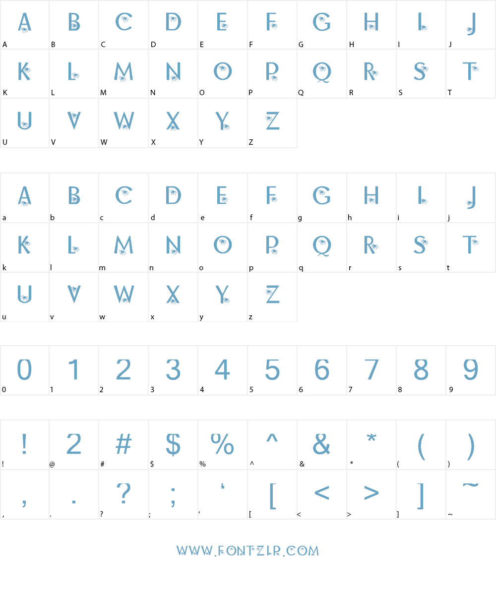 KR Along Came A Spider Font Character